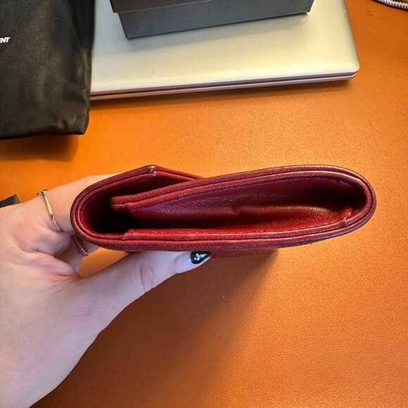 YSL Red Small Gaby Quilted Leather Envelope Wallet with Tags, Box, and Dust Bag - Picture 6 of 8